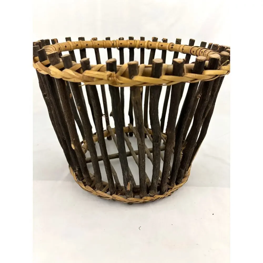 VTG Primitive Pine Tree Branch Gathering Basket Rustic‎ Wooden Bowl 11.5
